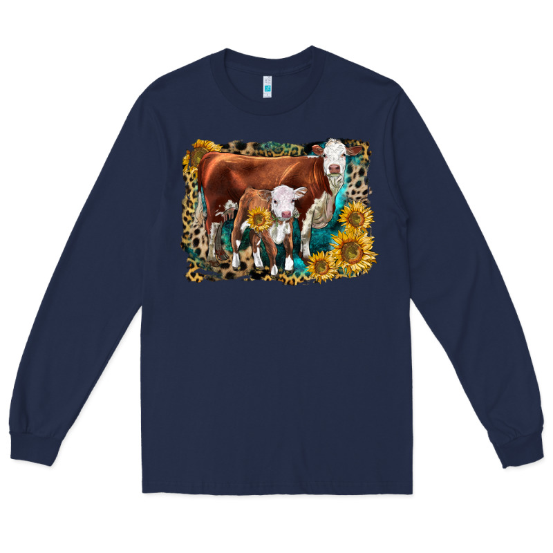 Hereford Cow And Hereford Calf With Leopard Long Sleeve Tee by LillyAllenDesigns | Teevron