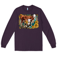 Plum Hereford Cow and Hereford Calf With Leopard Long Sleeve Tee - LillyAllenDesigns