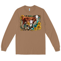 Toasted Coconut Hereford Cow and Hereford Calf With Leopard Long Sleeve Tee - LillyAllenDesigns