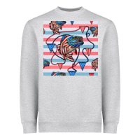 Heather Grey american flag bass Heavyweight Sweatshirt - BundleAndBundleShop