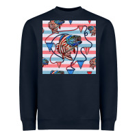 Navy american flag bass Heavyweight Sweatshirt - BundleAndBundleShop