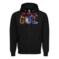 Black all american girl Zipper Hoodie - NancyCooperArtShop