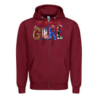 Burgundy all american girl Zipper Hoodie - NancyCooperArtShop