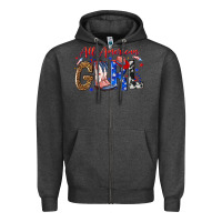 Charcoal Heather all american girl Zipper Hoodie - NancyCooperArtShop