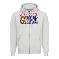 Dove Grey all american girl Zipper Hoodie - NancyCooperArtShop