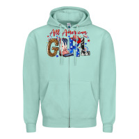 Seafoam all american girl Zipper Hoodie - NancyCooperArtShop