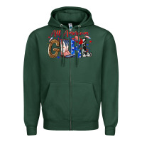Sports Green all american girl Zipper Hoodie - NancyCooperArtShop