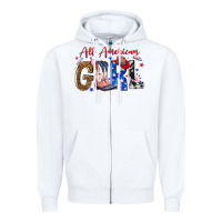 White all american girl Zipper Hoodie - NancyCooperArtShop