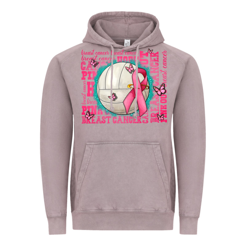 Pink Out Breast Cancer Volleyballs Vintage Hoodie by AdoDesignShop | Teevron