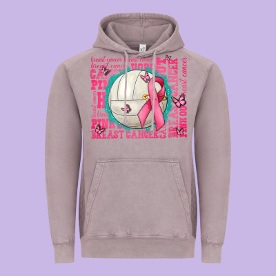 Pink Out Breast Cancer Volleyballs Vintage Hoodie Designed By Adodesignshop