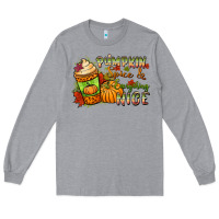 Heather Grey Pumpkin spice everything nice Long Sleeve Tee - NancyCooperArtShop