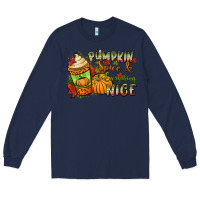 Navy Pumpkin spice everything nice Long Sleeve Tee - NancyCooperArtShop