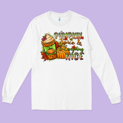 Pumpkin Spice Everything Nice Long Sleeve Tee Designed By Nancycooperartshop