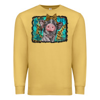Antique Gold baby pig with leopard background Premium Sweatshirt - BarkalooDesign