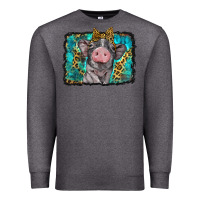 Charcoal Heather baby pig with leopard background Premium Sweatshirt - BarkalooDesign