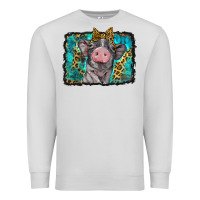 Dove Grey baby pig with leopard background Premium Sweatshirt - BarkalooDesign