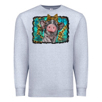 Heather Grey baby pig with leopard background Premium Sweatshirt - BarkalooDesign