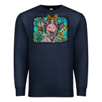 Navy baby pig with leopard background Premium Sweatshirt - BarkalooDesign
