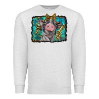 Oatmeal Heather baby pig with leopard background Premium Sweatshirt - BarkalooDesign