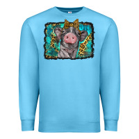 Ocean Blue baby pig with leopard background Premium Sweatshirt - BarkalooDesign