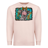 Pale Pink baby pig with leopard background Premium Sweatshirt - BarkalooDesign