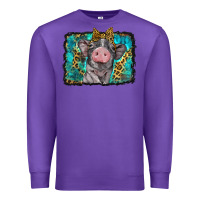 Purple baby pig with leopard background Premium Sweatshirt - BarkalooDesign