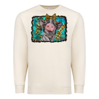 Sandshell baby pig with leopard background Premium Sweatshirt - BarkalooDesign