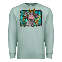 Seafoam baby pig with leopard background Premium Sweatshirt - BarkalooDesign