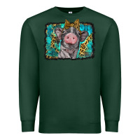 Sports Green baby pig with leopard background Premium Sweatshirt - BarkalooDesign