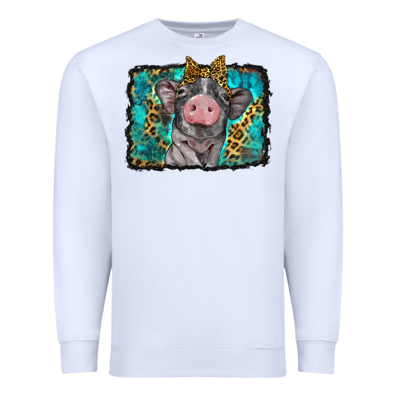 Baby Pig With Leopard Background Premium Sweatshirt by BarkalooDesign | Teevron