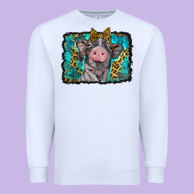 Baby Pig With Leopard Background Premium Sweatshirt Designed By Barkaloodesign