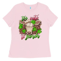 Bubblegum Pink Too cute to pinch charolais calf Ladies Tee - RanaPortraitStore