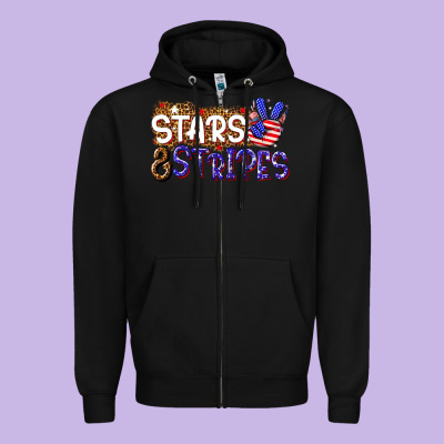 Stars And Stripes Zipper Hoodie Designed By Nancycooperartshop