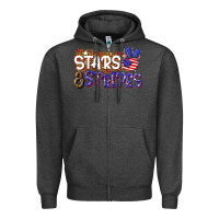 Charcoal Heather stars and stripes Zipper Hoodie - NancyCooperArtShop