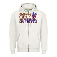 Oatmeal Heather stars and stripes Zipper Hoodie - NancyCooperArtShop