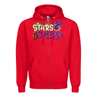 Red stars and stripes Zipper Hoodie - NancyCooperArtShop