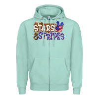 Seafoam stars and stripes Zipper Hoodie - NancyCooperArtShop