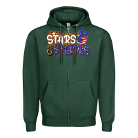 Sports Green stars and stripes Zipper Hoodie - NancyCooperArtShop