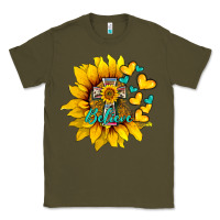 Army Green western sunflower  cross believe Classic Tee - BarkalooDesign