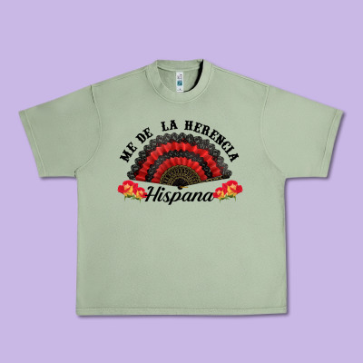 Me De La Herencia Hispana Hand Fan Urban Heavy Tee Designed By Bundleandbundleshop