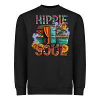Black hippie soul with caravan and flowers Heavyweight Sweatshirt - Artiststas