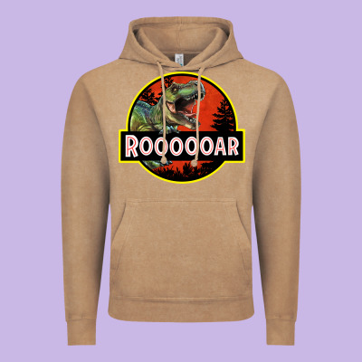 T Rex Roaring Vintage Hoodie Designed By Ranaportraitstore