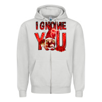 Dove Grey i gnome you with roses Zipper Hoodie - NancyCooperArtShop