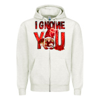 Oatmeal Heather i gnome you with roses Zipper Hoodie - NancyCooperArtShop