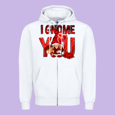 I Gnome You With Roses Zipper Hoodie Designed By Nancycooperartshop
