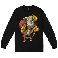 Black hereford bull rope and sunflowers Long Sleeve Tee - LillyAllenDesigns