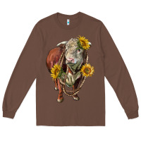Chestnut hereford bull rope and sunflowers Long Sleeve Tee - LillyAllenDesigns