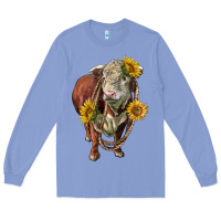 Colony Blue hereford bull rope and sunflowers Long Sleeve Tee - LillyAllenDesigns