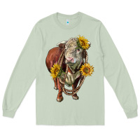 Matcha hereford bull rope and sunflowers Long Sleeve Tee - LillyAllenDesigns