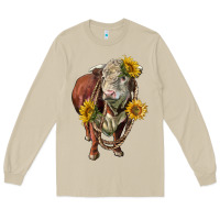 Mushroom hereford bull rope and sunflowers Long Sleeve Tee - LillyAllenDesigns